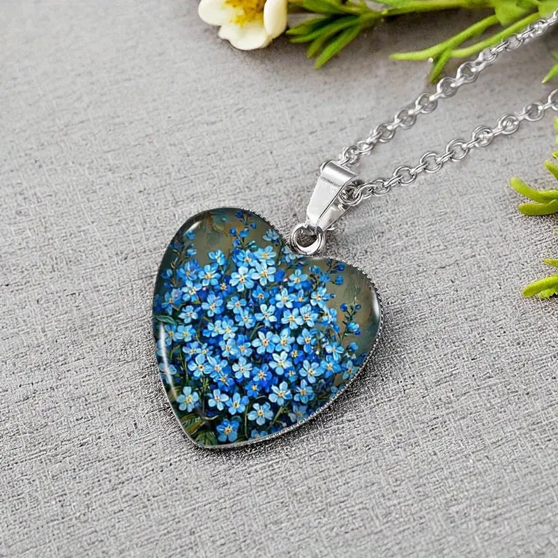 跨境爆款欧美时尚波西米亚心形玫瑰花吊坠项链感恩节完美饰品礼物