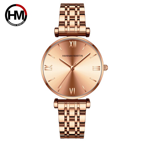 Japan Miyota 2035 movement solid stainless steel strap watch silver rose gold baby's breath ladies watch