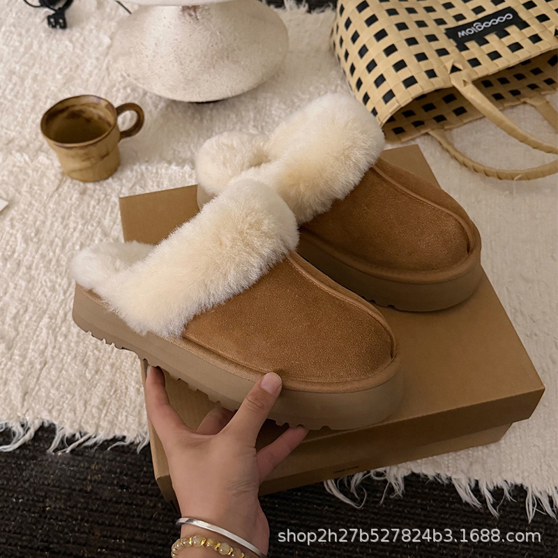 2026 New Winter Fur-Lined Star-Patterned Thick-Soled Slippers, Snow Boots, Closed-Toe Non-Slip Half-Slippers, Cotton Shoes for Home and Outdoor Use 2026 New Winter Fur-Lined Star-Patterned Thick-Soled Slippers, Snow Boots, Closed-Toe Non-Slip Half-Slippers, Cotton Shoes for Home and Outdoor Use