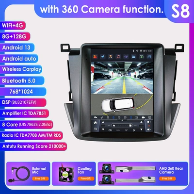 DVD Navigation, Rav4 car radio multimedia - with-360-camera-8128g-wifi4g-lte-version-7862-carplay-eight-cores-97inch-suitable-for-13-18-toyota-rav4