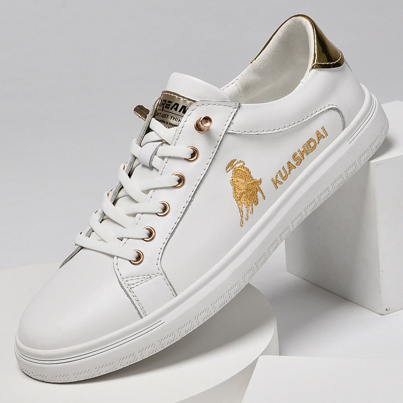 2109 мужская обувь, настольные туфли, маленькие белые туфли, Весенняя Спортивная повседневная обувь на плоской подошве из воловьей кожи, молодежная модная обувь с вышивкой, винтажная