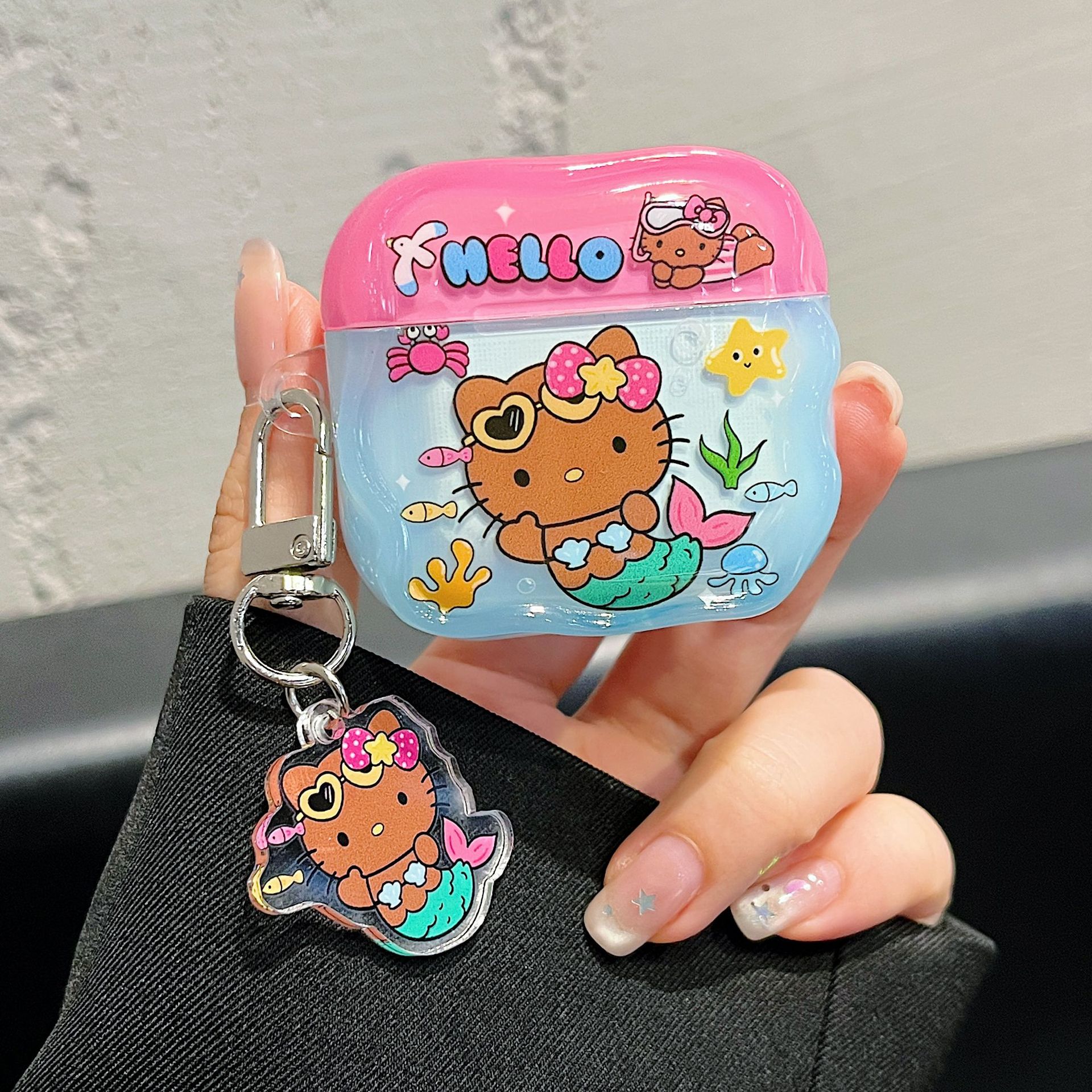 Cuerpo de auriculares IMD Kitty Mermaid para AirPodsPro Cuerpo de auriculares Bluetooth AirPods3 / 4 generación a prueba de caídas