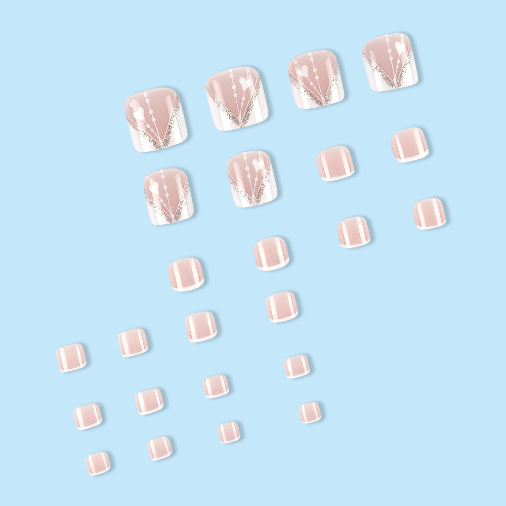 Atmosfera suave transfronteriza parche de uñas de pie polvo desnudo estilo dulce para usar uñas de pie amor blanco adornos de uñas de pie