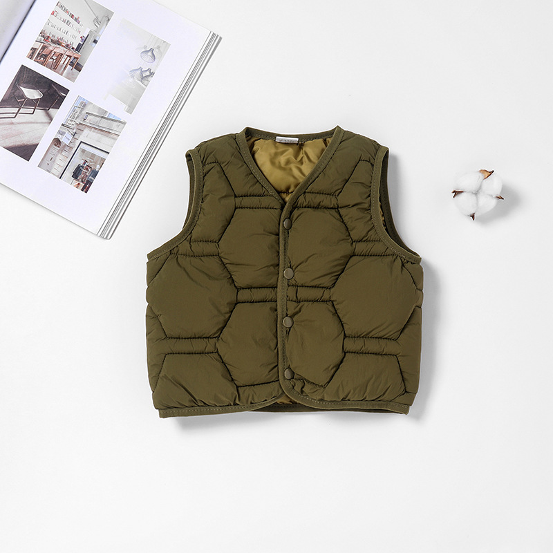 Chaleco infantil de algodón con forma de diamante para otoño e invierno, estilo coreano, ropa interior y exterior cálida para niños y niñas, niños pequeños y niños pequeños.