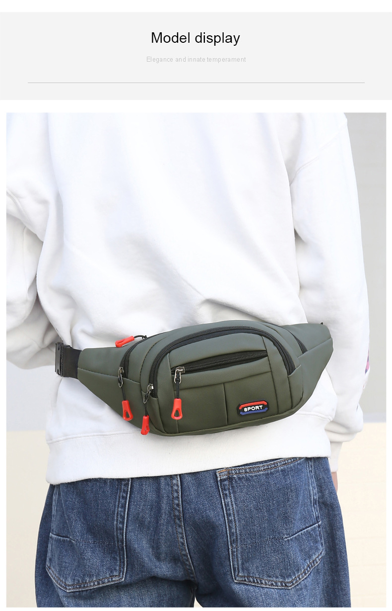 New leather waterproof waist bag for men, casual, simple and large-capacity cash register change crossbody bag, retro sporty chest bag undefined