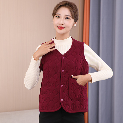 Women's Mid-Age Maternity Vest for Autumn and Winter, Warm and Cozy, Fashionable and Stylish, Casual Backless Top for Middle-Aged Women, Wholesale