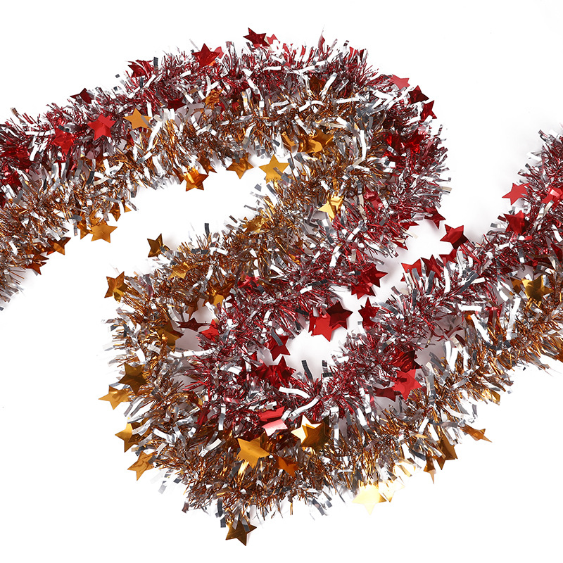 Rayas de color decorativas de Navidad transfronterizas Día de Año Nuevo 61 Diseño de fiesta de vacaciones estrella de cinco puntas cuchillo curvo rayas de lana para actividades de centro comercial