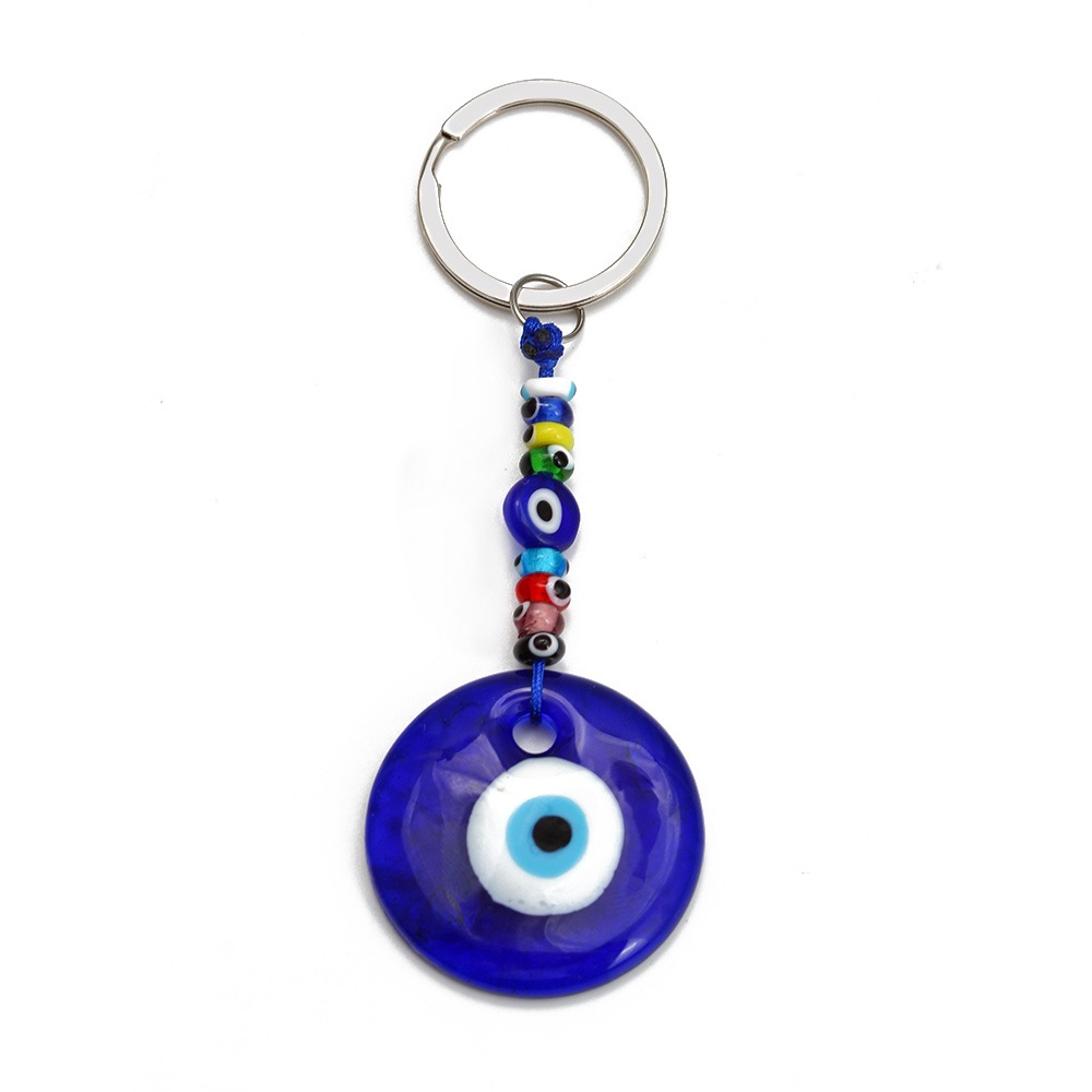 Cross-Border Foreign Trade Devil's Eye Alloy Keychain Lucky Heart Blue Eye Glass Pendant Bag Accessory