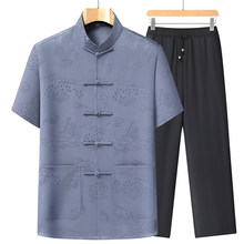 唐装男春夏装外套中国风男女同款薄款短袖中老年汉服衣服情侣上衣