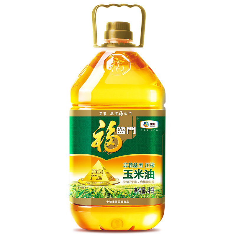 福临门玉米油5L黄金产地物理压榨玉米胚芽油桶装烘焙家食用油