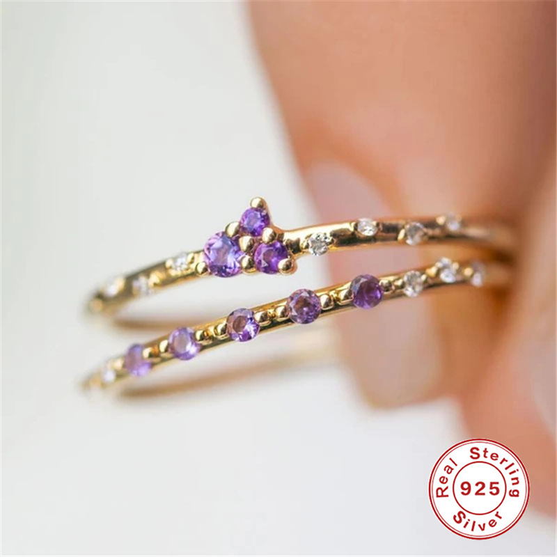 Fashion Simple Style Geometric Sterling Silver Plating Artificial Gemstones Rings