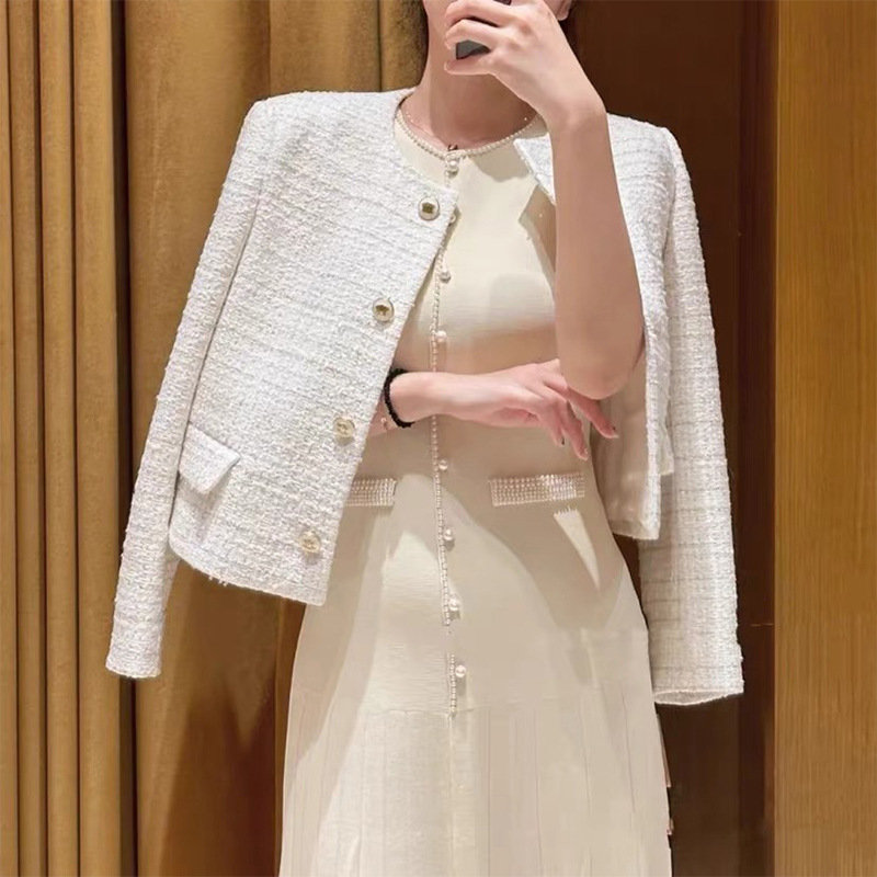 Yingjie S Home 2024 Early Spring New French Pearl Embellished Sleeveless Black Mid-Length Knitted Dress 230444