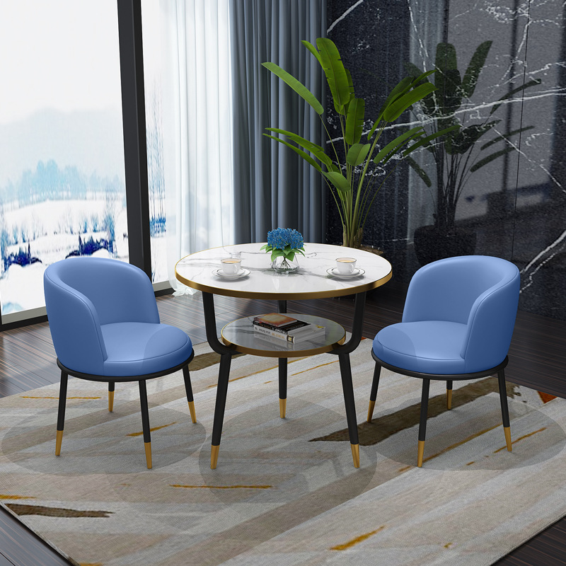 Fábrica directa de lujo ligero de recepción mesa y silla combinación de mesa de comedor de pequeño tipo de casa ocio leche tienda de té Negociación de café