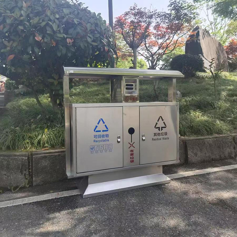 厂家直供户外环卫耐气候耐腐201不锈钢分类垃圾桶广场分类垃圾桶
