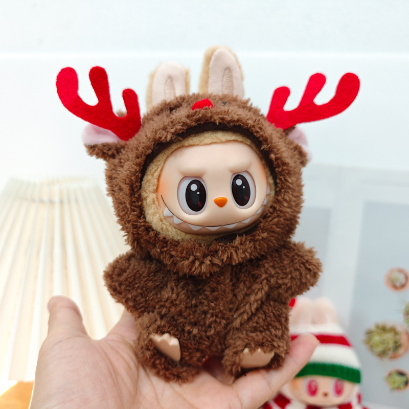 第一世代と第二世代のブラインドボックスラブブペンダントクリスマスマントベビー服ラブブビスケットマンセータークリスマス帽子|undefined