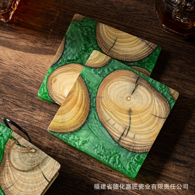Zen boj tinta mesa de burbujas secas bandeja de té bandeja de madera almohadilla de aislamiento térmico para el hogar soporte de olla resina bandeja de té multifuncional simple