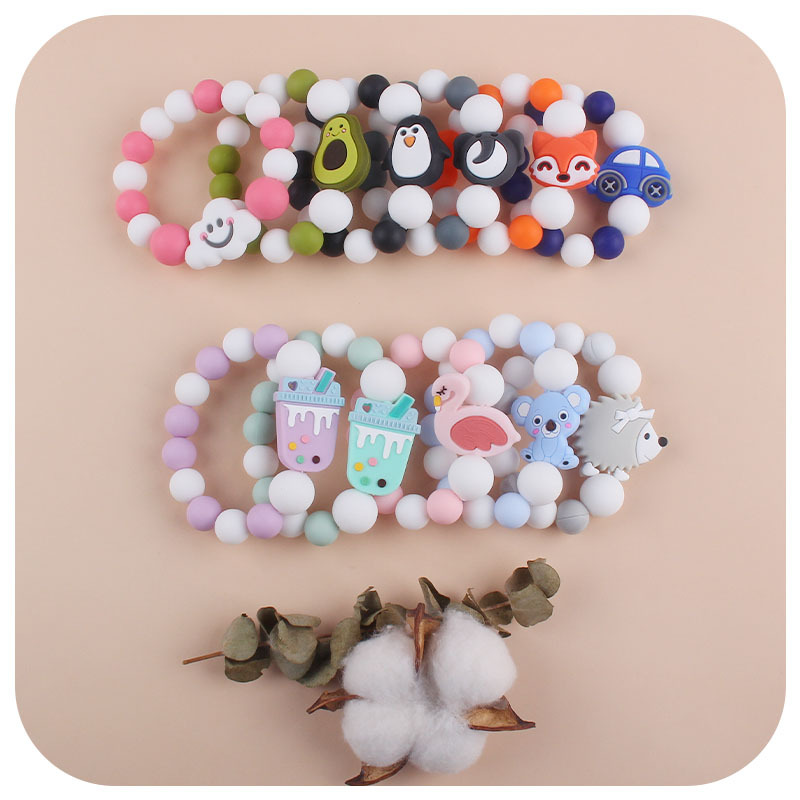 Nueva DIY creativo de dibujos animados juguetes de silicona suministros para bebés de dibujos animados animal erizo nube de silicona pulsera mordedor
