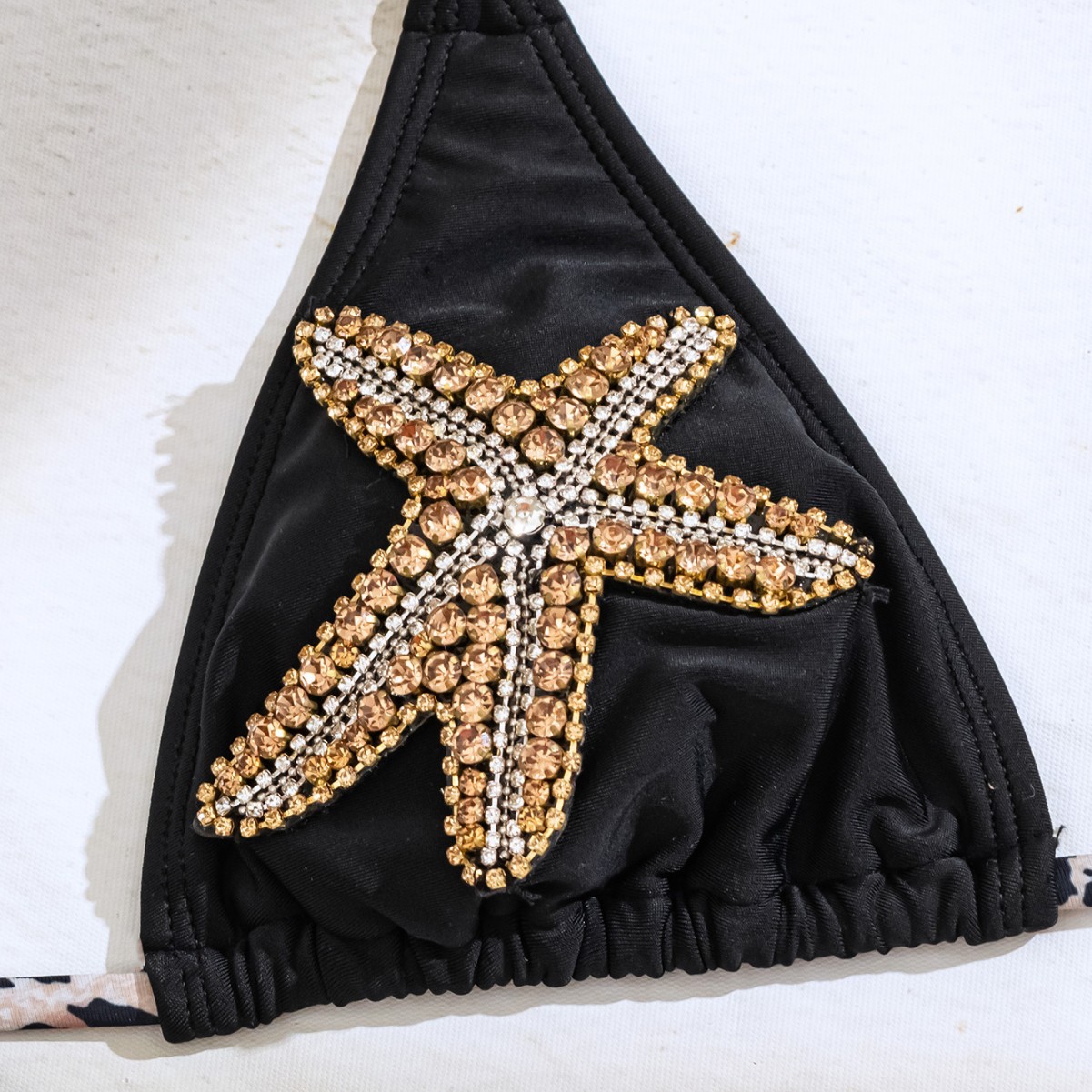 Two-Tone Glamour Bikini Set With Adjustable Ties And Rhinestone Accents Sexy Two-Piece Swimsuit For Women_ecoleips.com