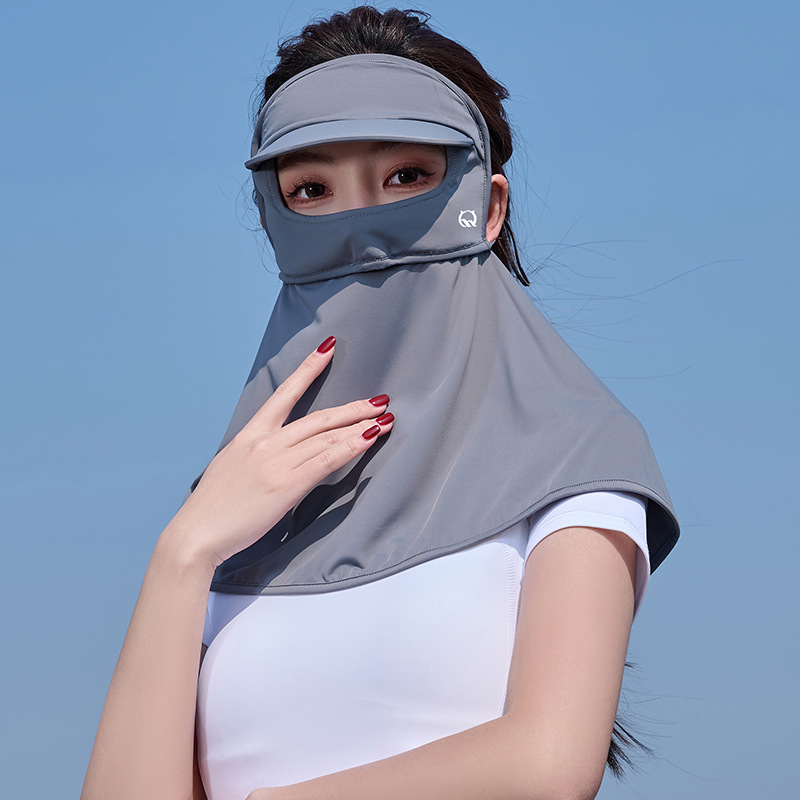 Thin Ice Silk Sunscreen Face Mask for Outdoor Cycling, Full-coverage UV Protection, Brimmed, Neck Protection, Long Face Shield
