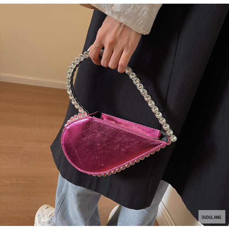 468g Weight Diamond Fashion Element Zipper Closure Type Top Handle Strap Type Handbag Bags Type Banquet Occasion PU Material Heart Shape Pattern All Seasons Season Women's Gender Elegant Style Heart-shaped Shape PU Heart Shape Diamond Heart-shaped Evening Bags 6
