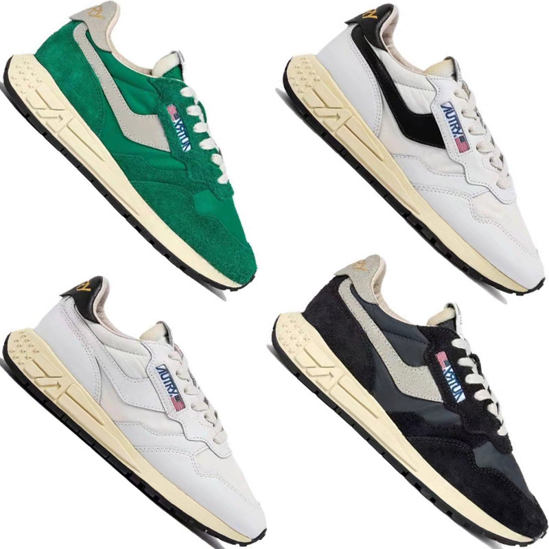 Autry Sports Shoes Reelwind Series Genuine Leather White Women's Shoes Breathable Lace-Up Casual Retro Running Shoes Sneakers Autry Sports Shoes Reelwind Series Genuine Leather White Women's Shoes Breathable Lace-Up Casual Retro Running Shoes Sneakers