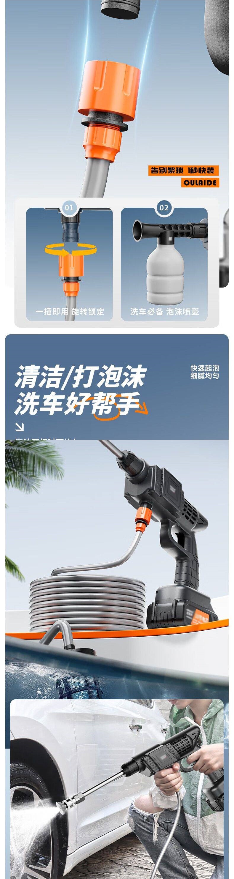 Wireless electric cleaning machine sprayer for car washing, watering, and spraying, high-power all-in-one universal high-pressure water gun car washer