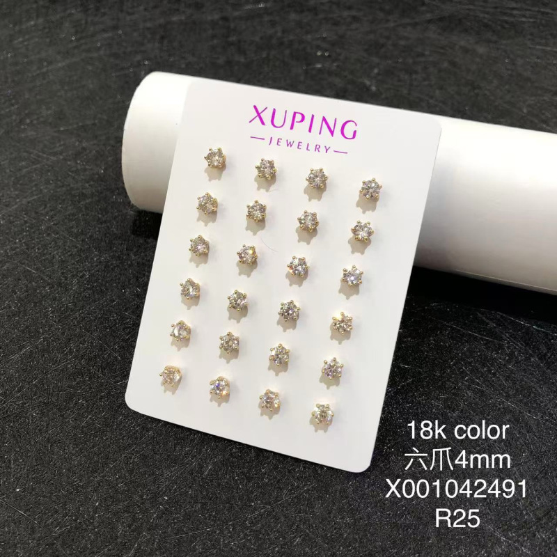 18k color plated 4mm six-claw shot, 12 pairs per card