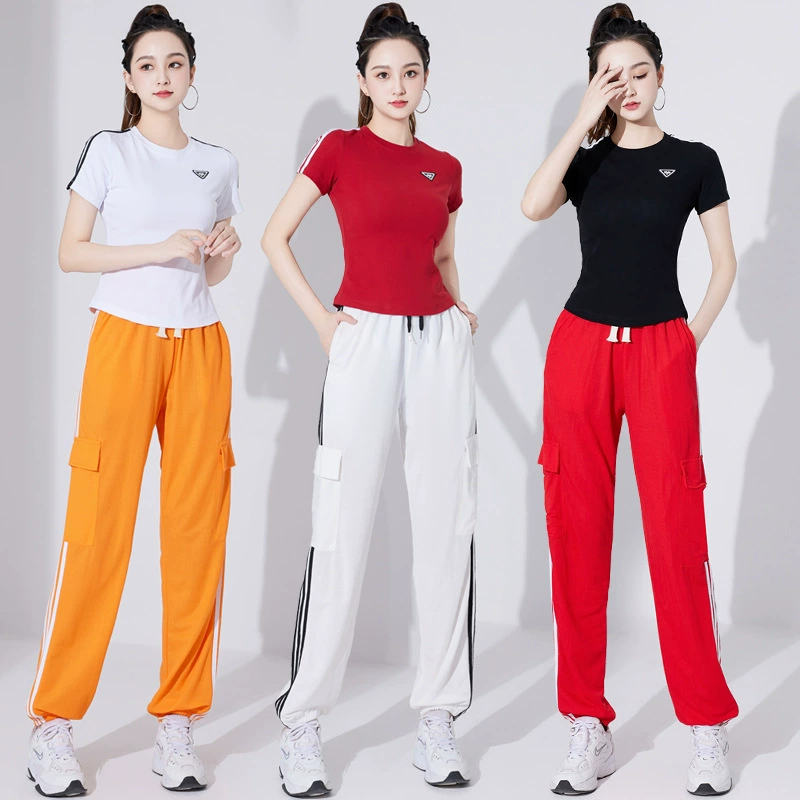 Весна и лето новый спортивный фитнес быстродушный дышащий повседневные брюки тонкие брюки для бега на открытом воздухе свободные брюки для йоги женские