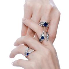 小眾設計藍色鋯石不規則褶皺開口戒指女ins冷淡風個性時尚指環潮