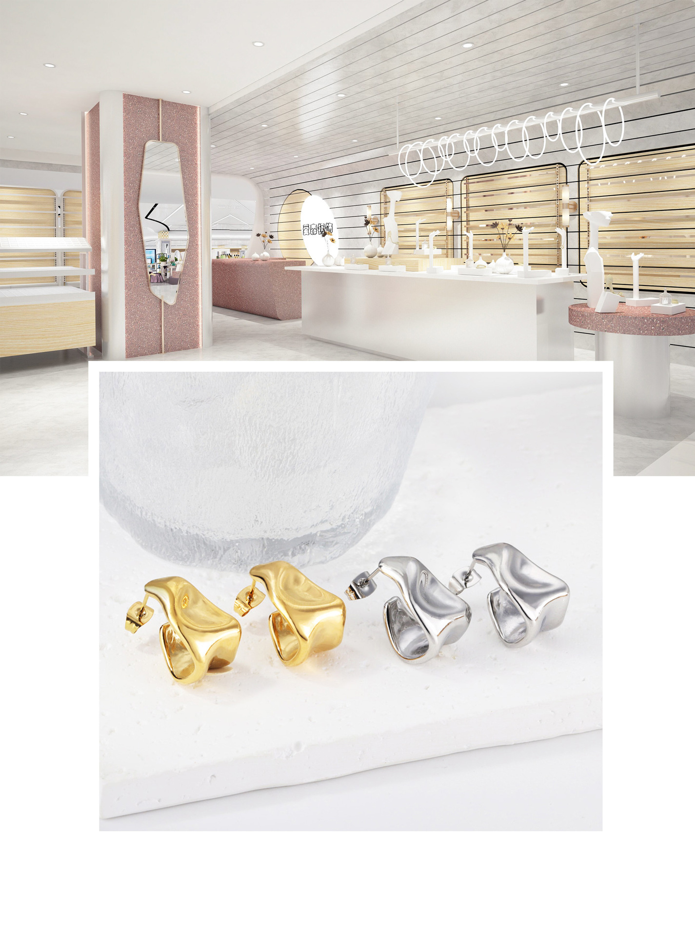 10g Weight 1 Pair Simple Style Geometric Plating Stainless Steel Ear Studs