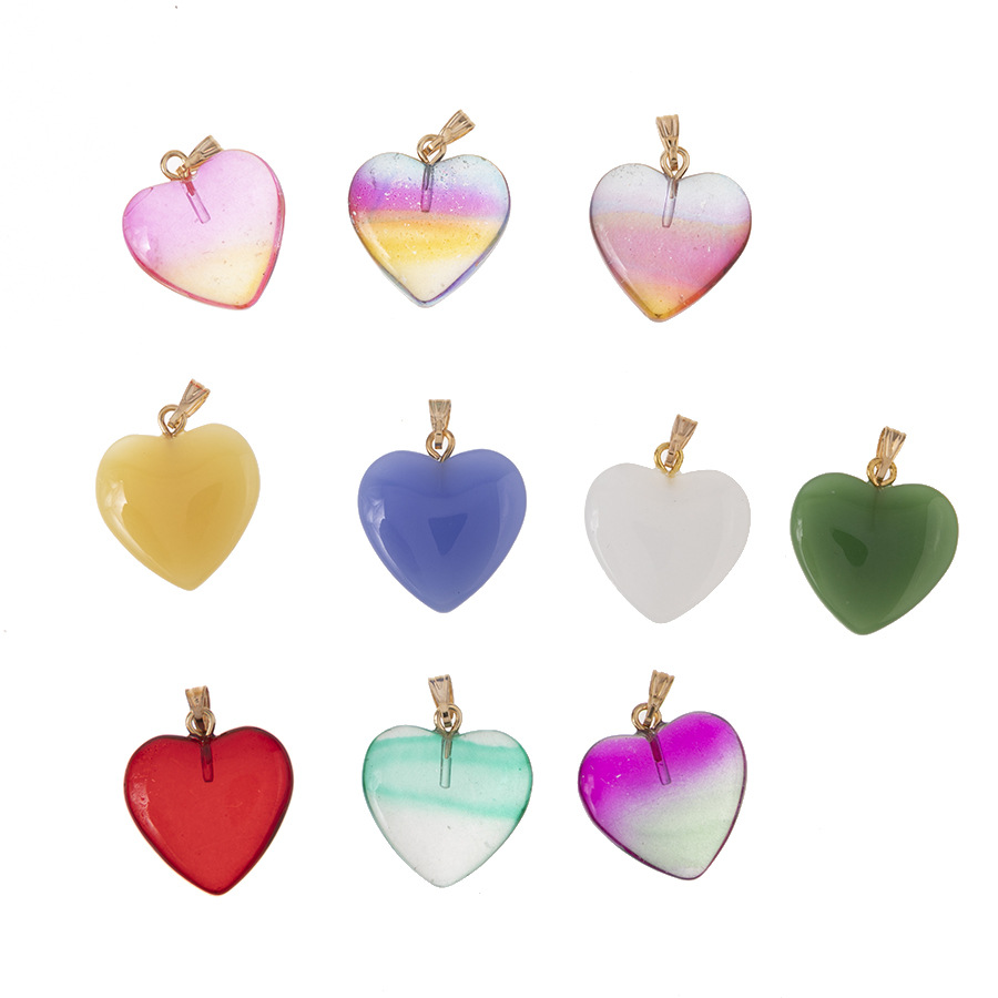 Glass Material Heart Shape Pattern 10 PCS/Package 20*20mm Glass Heart Shape Pendant