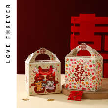 新款结婚喜糖盒子手提喜糖袋婚礼回礼专用糖果包装空盒高级感礼盒