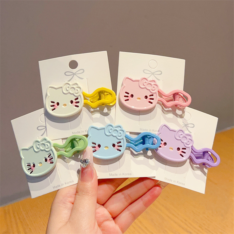 Girly Colorful Kt Hair Clip Wavy Duckbill Clip Ins Cartoon Versatile Cat Bangs Side Clip Hair Accessory
