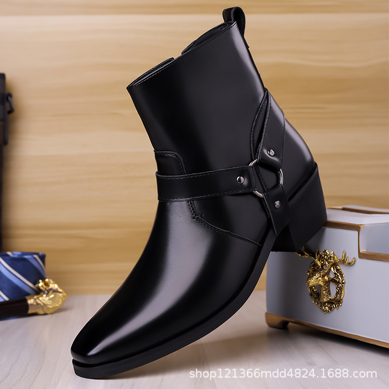 Retro chelsea with metal buckle pointed-toe
