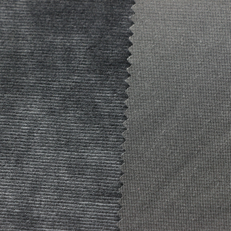 横抽条仿棉绒布料针织纬编弹力灯芯绒涤氨纶2x2抽条天鹅绒布面料
