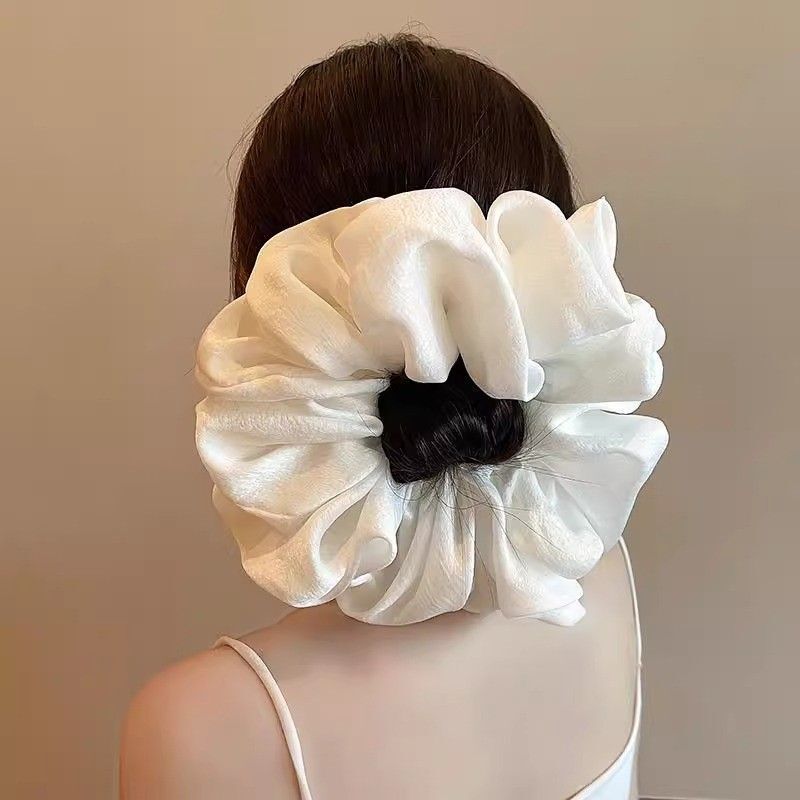 バレエスタイルプリーツレース二層サテンヘアゴムファッションボールヘアロープ女性のヘアゴムバンドヘアアクセサリー|undefined