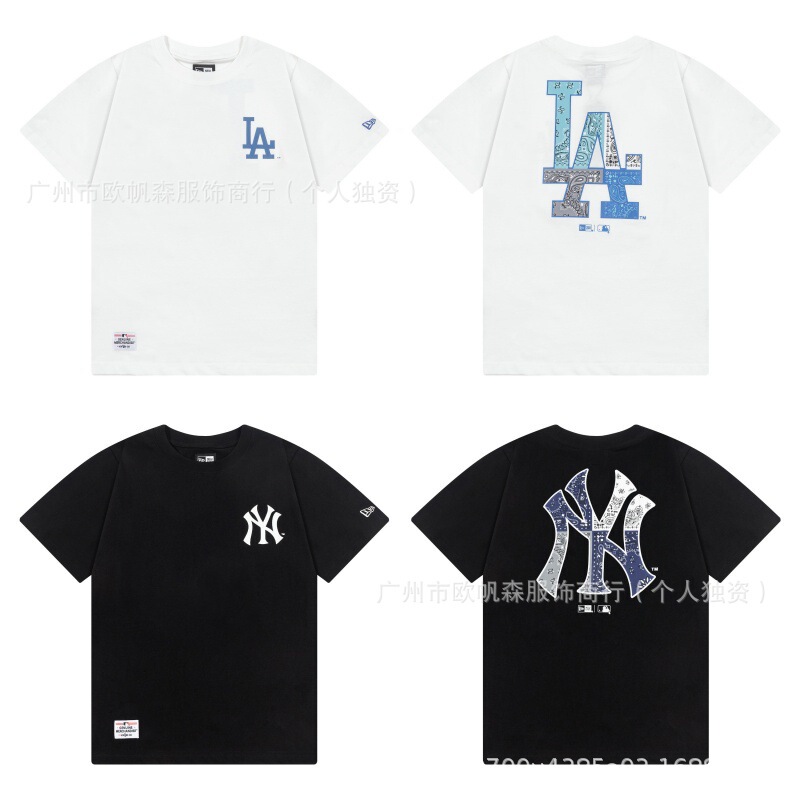Foreign Trade Cross-Border 25Ss Korean Trendy Brand Summer New Mlb Letter Print Loose Men's Same Style Pure Cotton Short-Sleeved T-Shirt