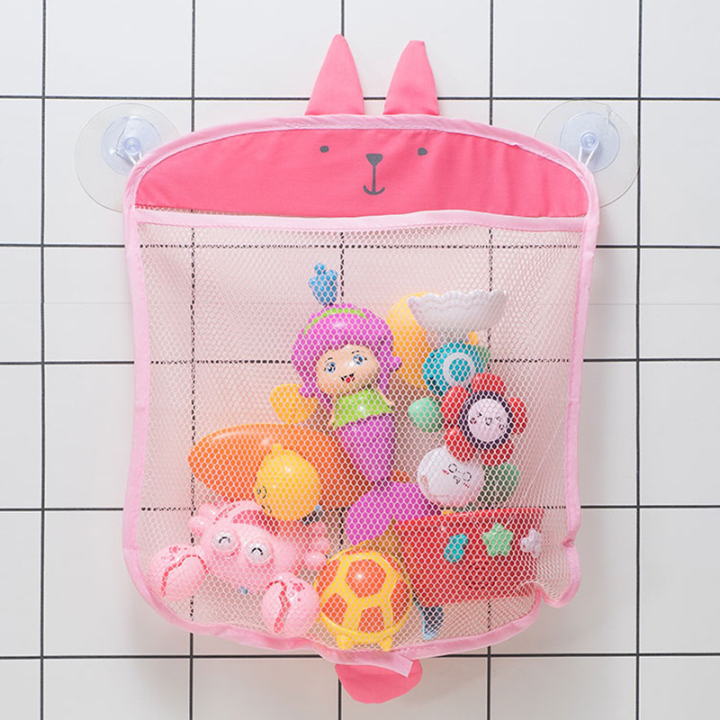 Children's Bathroom Cartoon Grid Hanging Bag Bath Toy Hanging Storage Bag Bathtub Bathhouse Sundries Finishing Mesh Bag