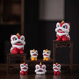 国潮喜庆小醒狮摆件高级感小众桌面装饰品创意舞狮招财萌宠送礼物