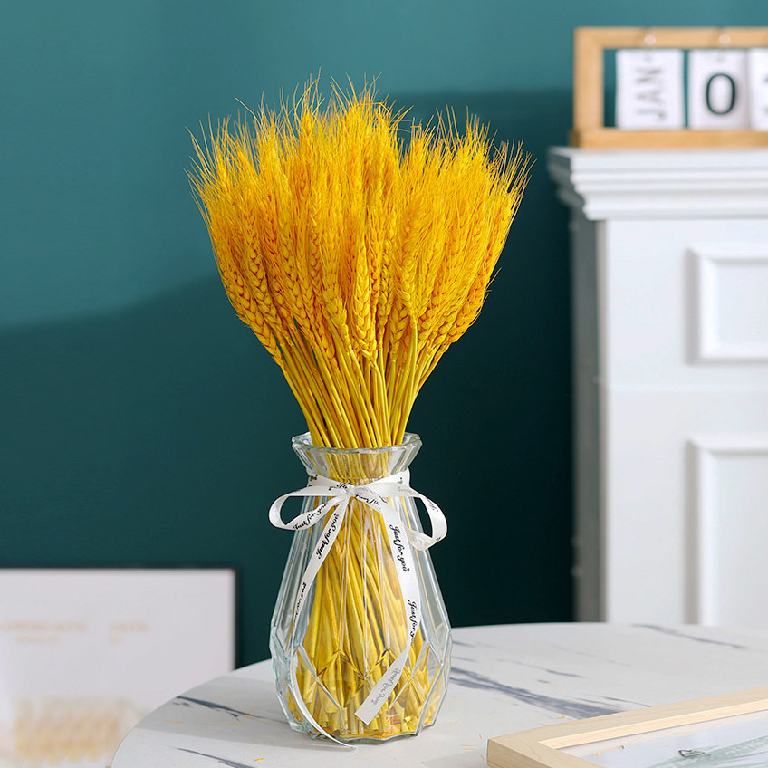 Cesta de flores de cebada abierta en el centro comercial, alegría de la vivienda, ramo de espigas de oro, decoración, props de disparo, flores secas, trigo
