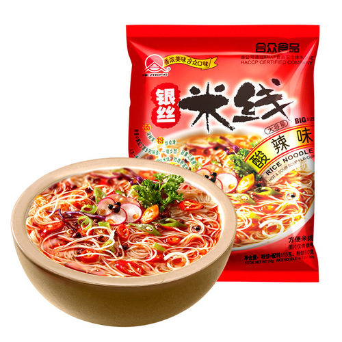 Guangdong-style non-fried rice noodles instant sour and spicy powder rice noodles cross bridge rice noodles bagged ready-to-eat silver thread instant noodles wholesale