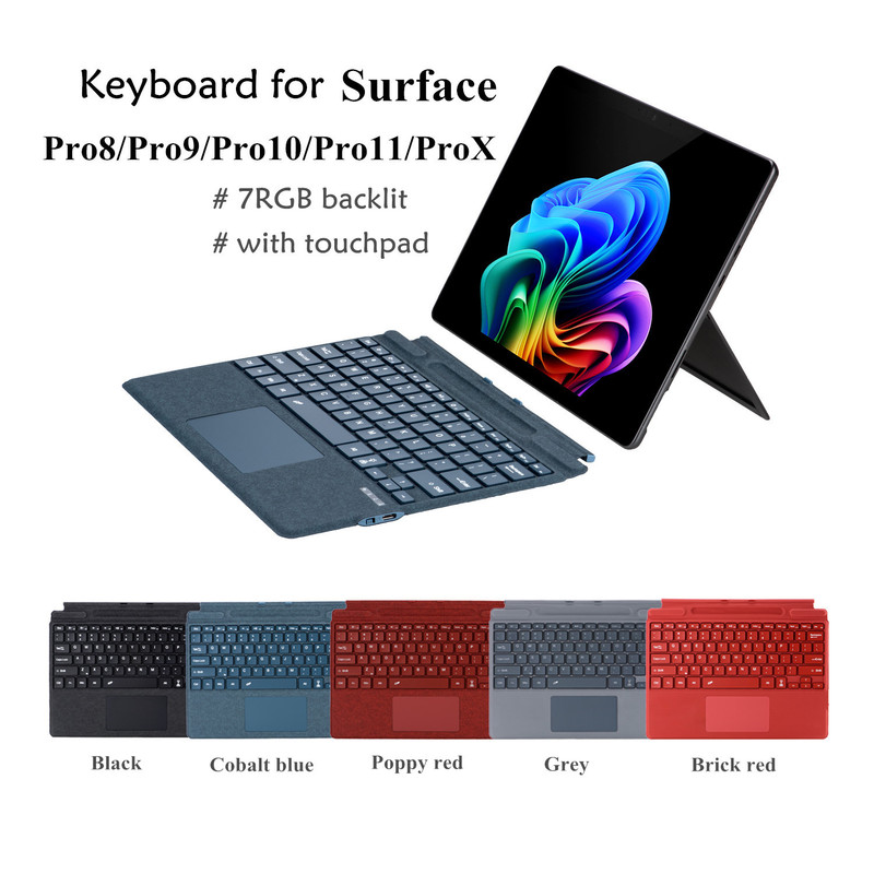 Suitable for Microsoft Surfacepro13 Bluetooth Keyboard Pro8/9/10/11/X Touch-Sensitive Luminous Keyboard Suitable for Microsoft Surfacepro13 Bluetooth Keyboard Pro8/9/10/11/X Touch-Sensitive Luminous Keyboard