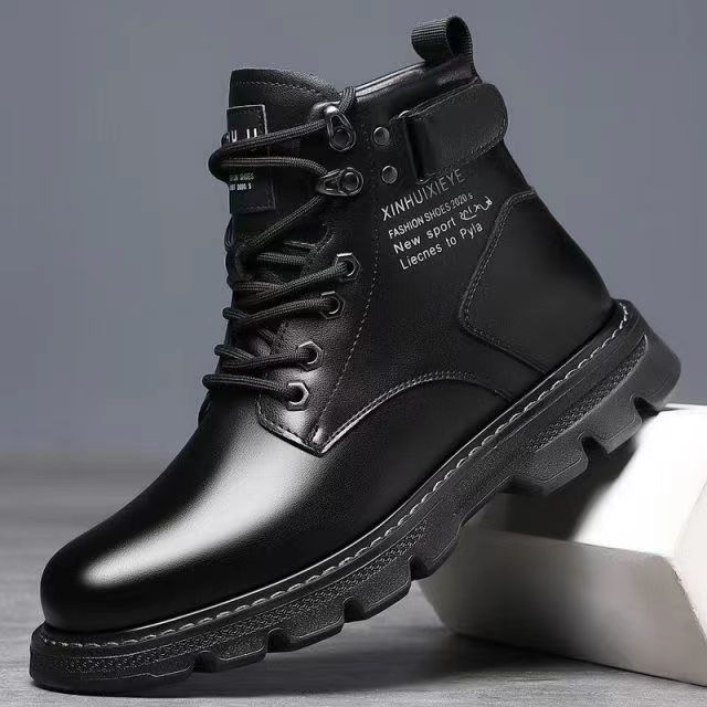 Botas Martin de Cuero Sintético para Hombre PU Cálido, Transpirable para Otoño image 5