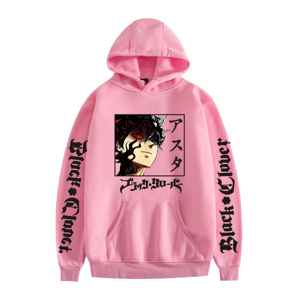 Nuevo estilo transfronterizo popular popular japonés riman black de cuatro hojas-Black Clover más suéter con capucha de terciopelo para mujer