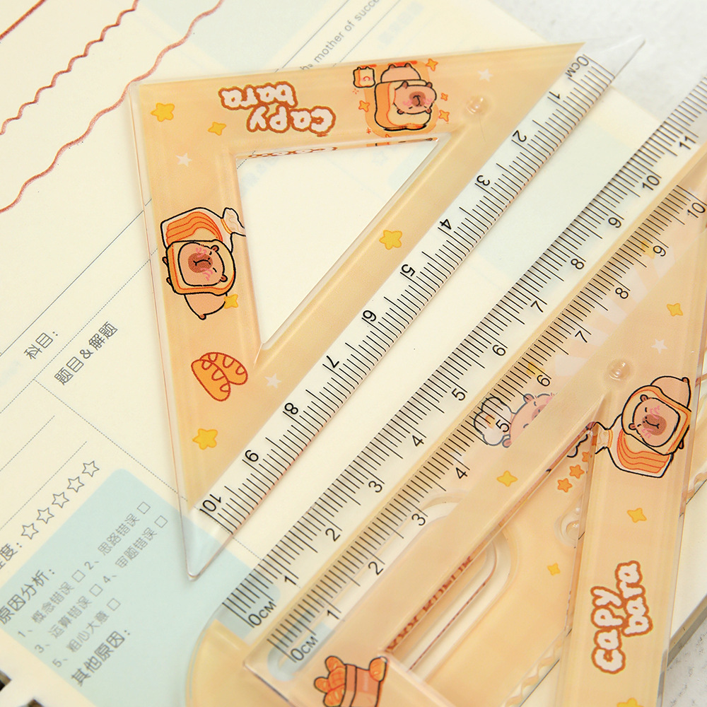 Nuevo Capibara conjunto de regla de cuatro piezas conjunto de regla de marcadores multifuncional encantadora regla de dibujo de medición regla de papelería para estudiantes