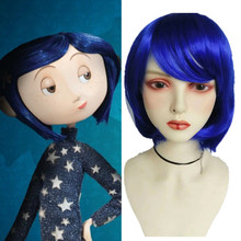 电影卡洛琳鬼妈妈蓝色波波头假发coralinewig高温丝cos跨境假发套