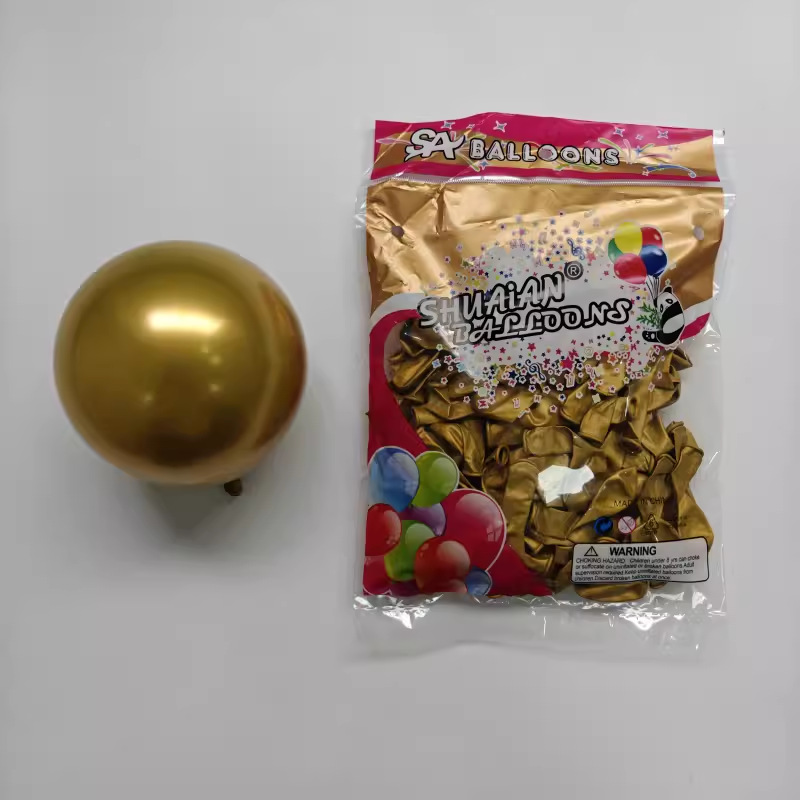 Shuai'an globo de metal de 5 pulgadas engrosado cromo látex decoración de la boda globo de metal 100 piezas