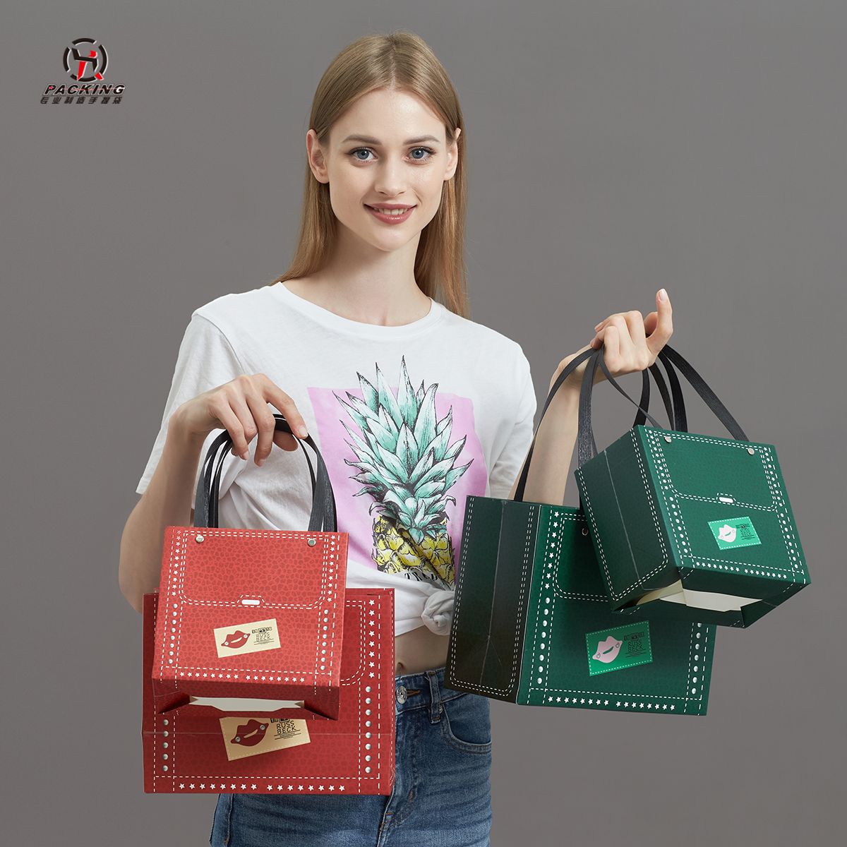 柳钉纸排绳纸袋带蝴蝶结丝带生日过节礼品袋可印LOGO手提加厚承重