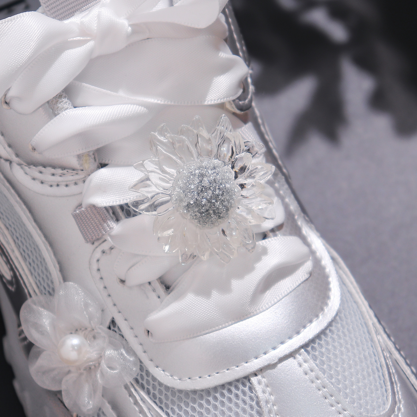 Coreano oso de cristal flor accesorios superiores zapatos de alto nivel de flores de formación zapatos DIY botones superiores