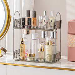 侘寂銀桌面化妝品收納架臥室梳妝檯護膚品收納架子雙層置物架3424